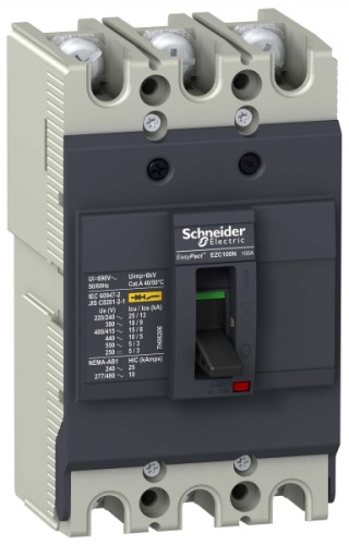 Автоматический выключатель EZC100 18 кА/380 В 3П3T 63 A | код. EZC100N3063 | Schneider Electric 